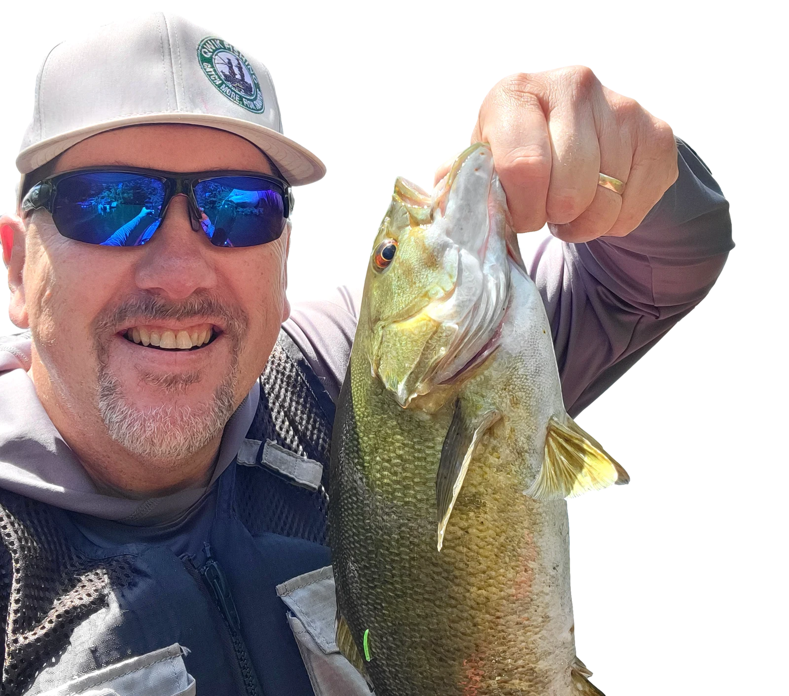 Bill Bass holding a smallmouth bass